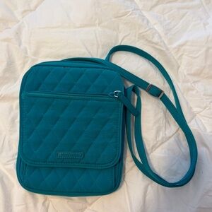 Vera Bradley Teal Quilted Crossbody Bag | Adjustable Strap Travel Purse